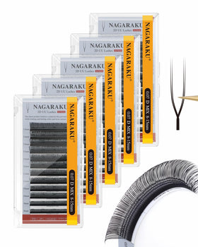 NAGARAKU 2D UU Lash Extensions 0.07 D 8-15mm Mix front view