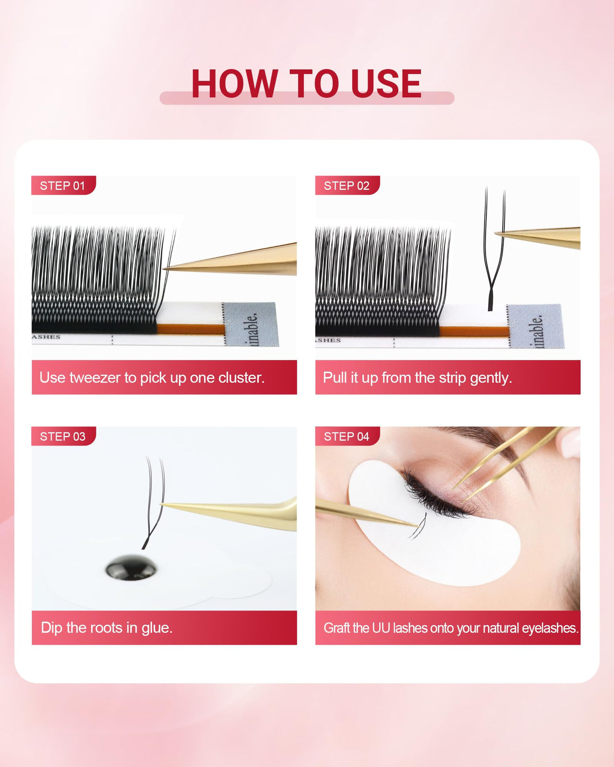 NAGARAKU 2D UU Lash Extensions 5 trays stacked