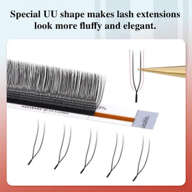 NAGARAKU 2D UU Lash Extensions close-up of U-shape design