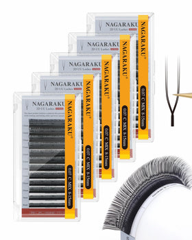 NAGARAKU 2D UU Lash Extensions front view in matte black