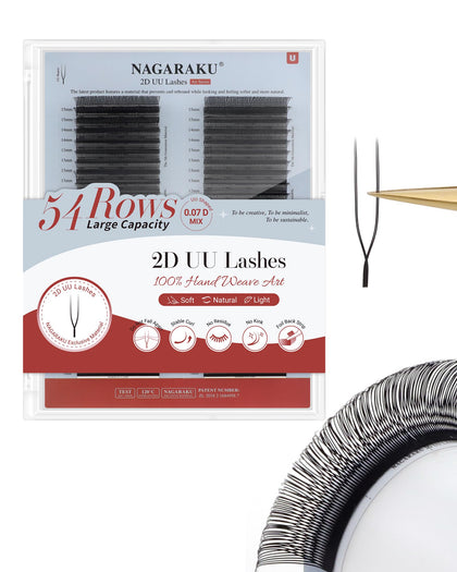 NAGARAKU 2D UU Lash Extensions front view with 54 rows