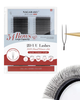NAGARAKU 2D UU Lash Extensions front view with 54 rows