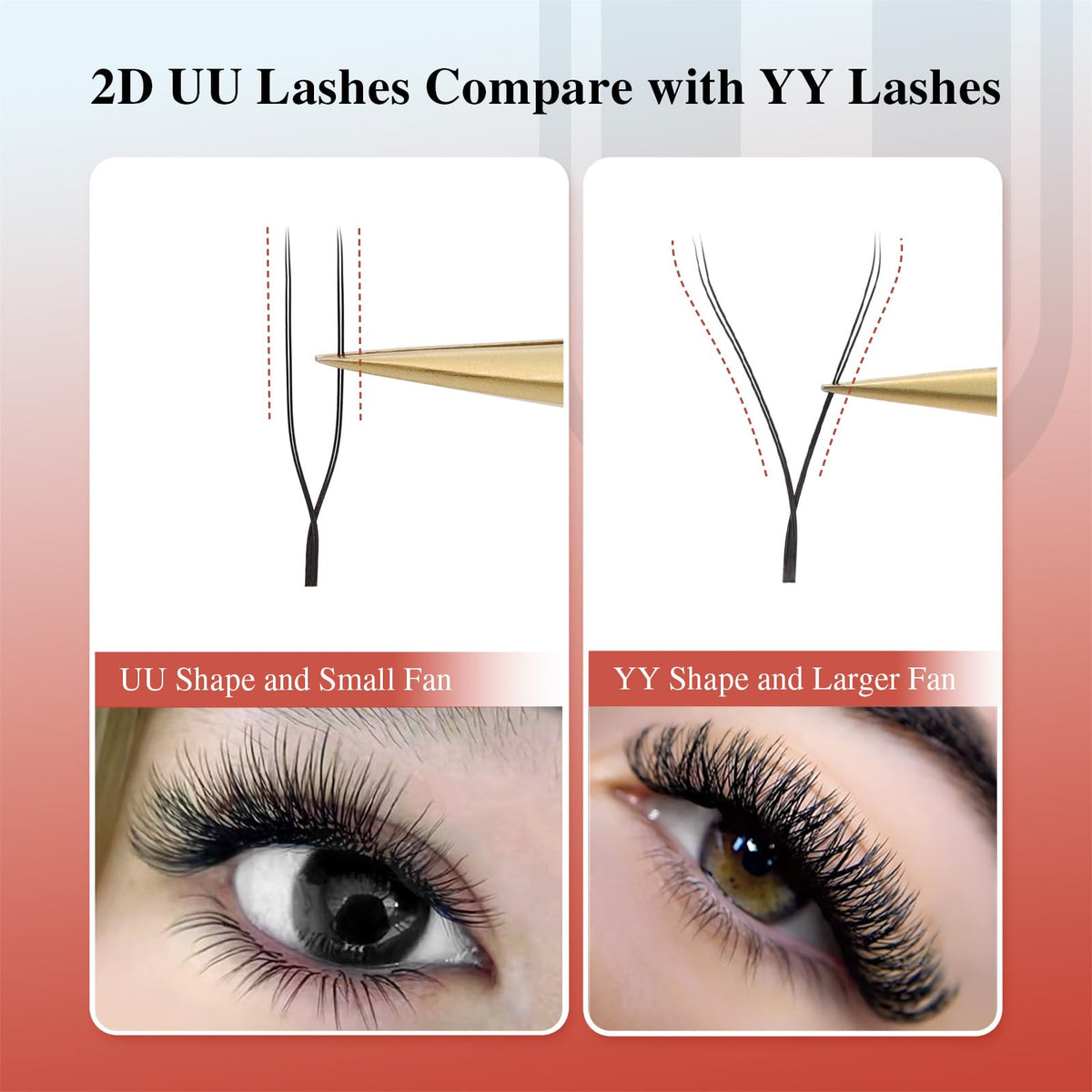 NAGARAKU 2D UU Lash Extensions in use on a model
