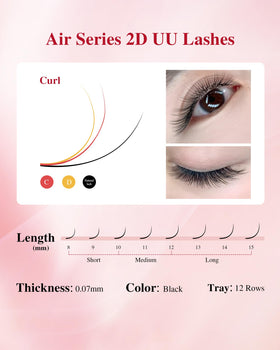 NAGARAKU 2D UU Lash Extensions in use on a model