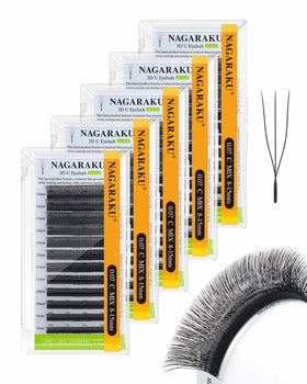 NAGARAKU 3D U Lash Extensions front view with matte black finish
