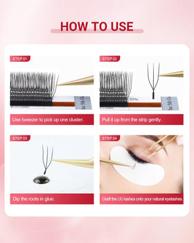 NAGARAKU 3D UU Lash Extensions displayed on a lash artist's table