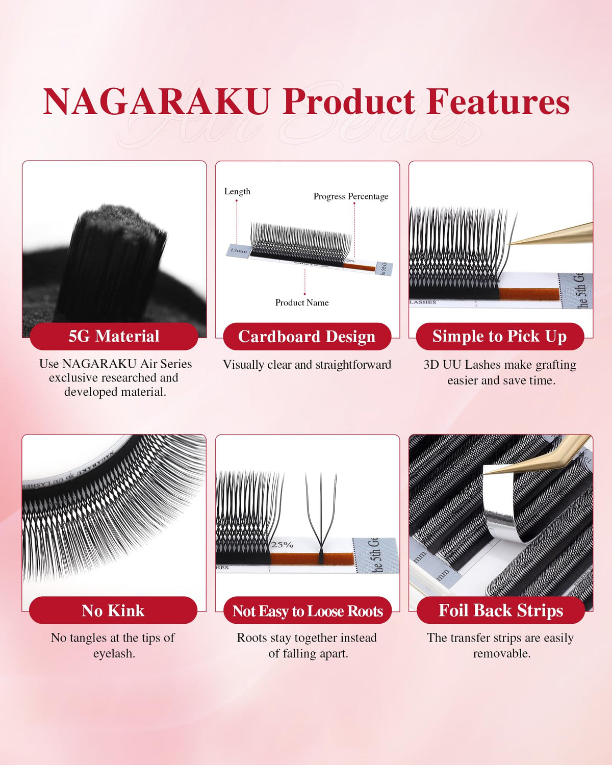 NAGARAKU 3D UU Lash Extensions displayed with tweezers