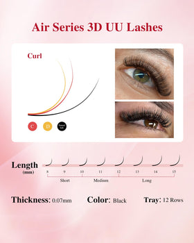 NAGARAKU 3D UU Lash Extensions showing lightweight texture