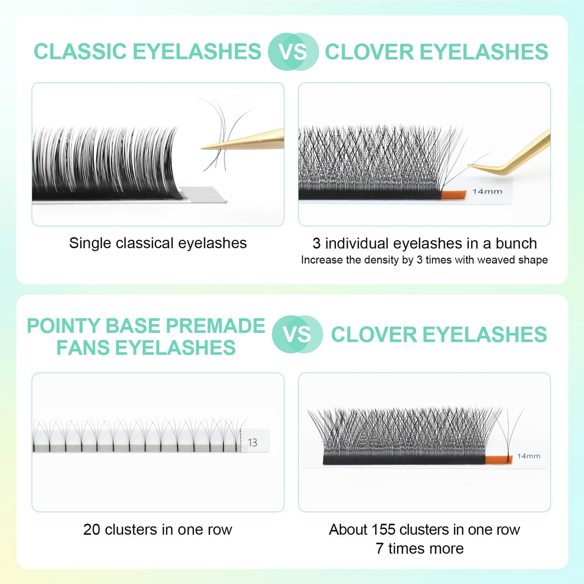 NAGARAKU 3D W Premade Fans Lash Extensions 0.07 D close-up of W shape