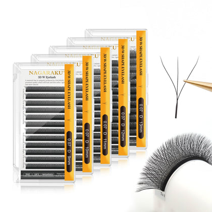 NAGARAKU 3D W Premade Fans Lash Extensions 0.07 D front view