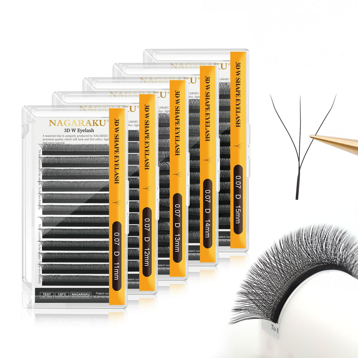 NAGARAKU 3D W Premade Fans Lash Extensions front view