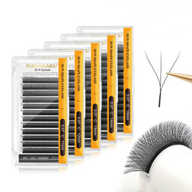 NAGARAKU 3D W Premade Fans Lash Extensions front view with multiple trays