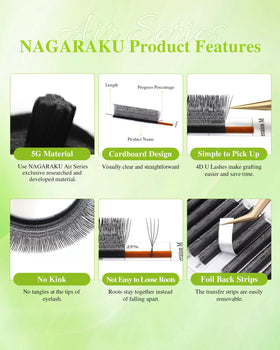 NAGARAKU 4D U Lash Extensions displayed with tweezers