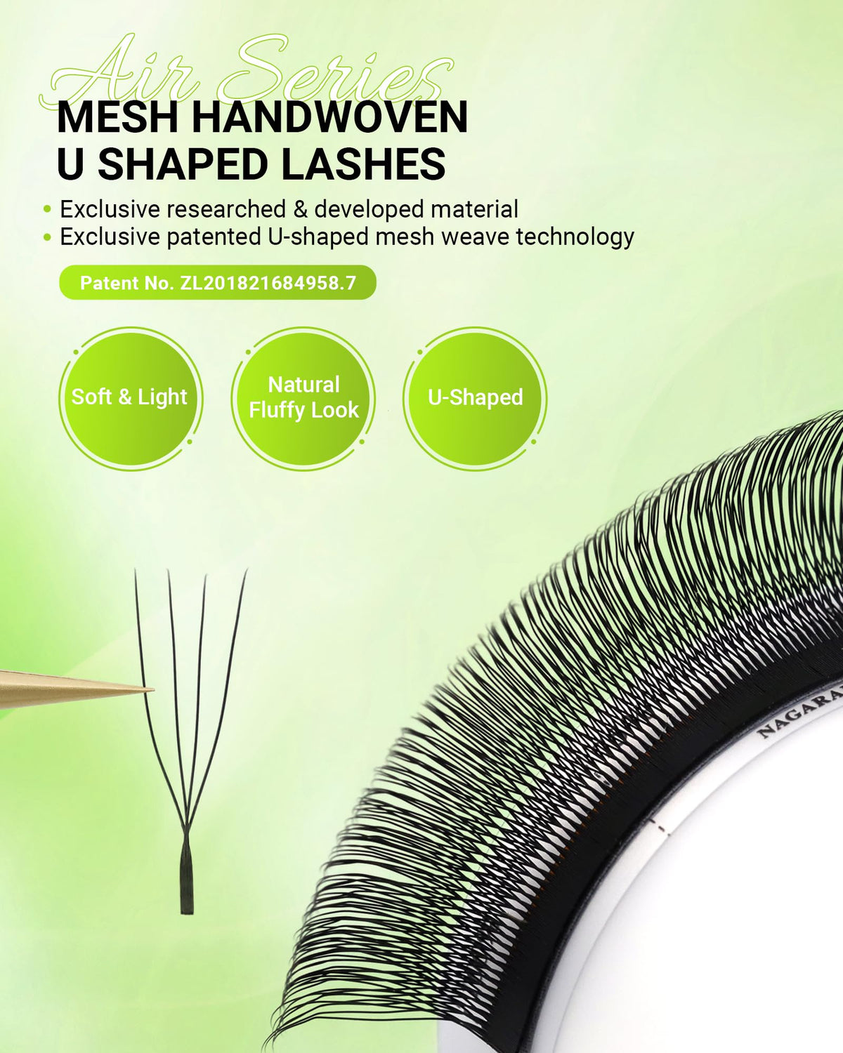 NAGARAKU 4D U Lash Extensions side view showing lash clusters