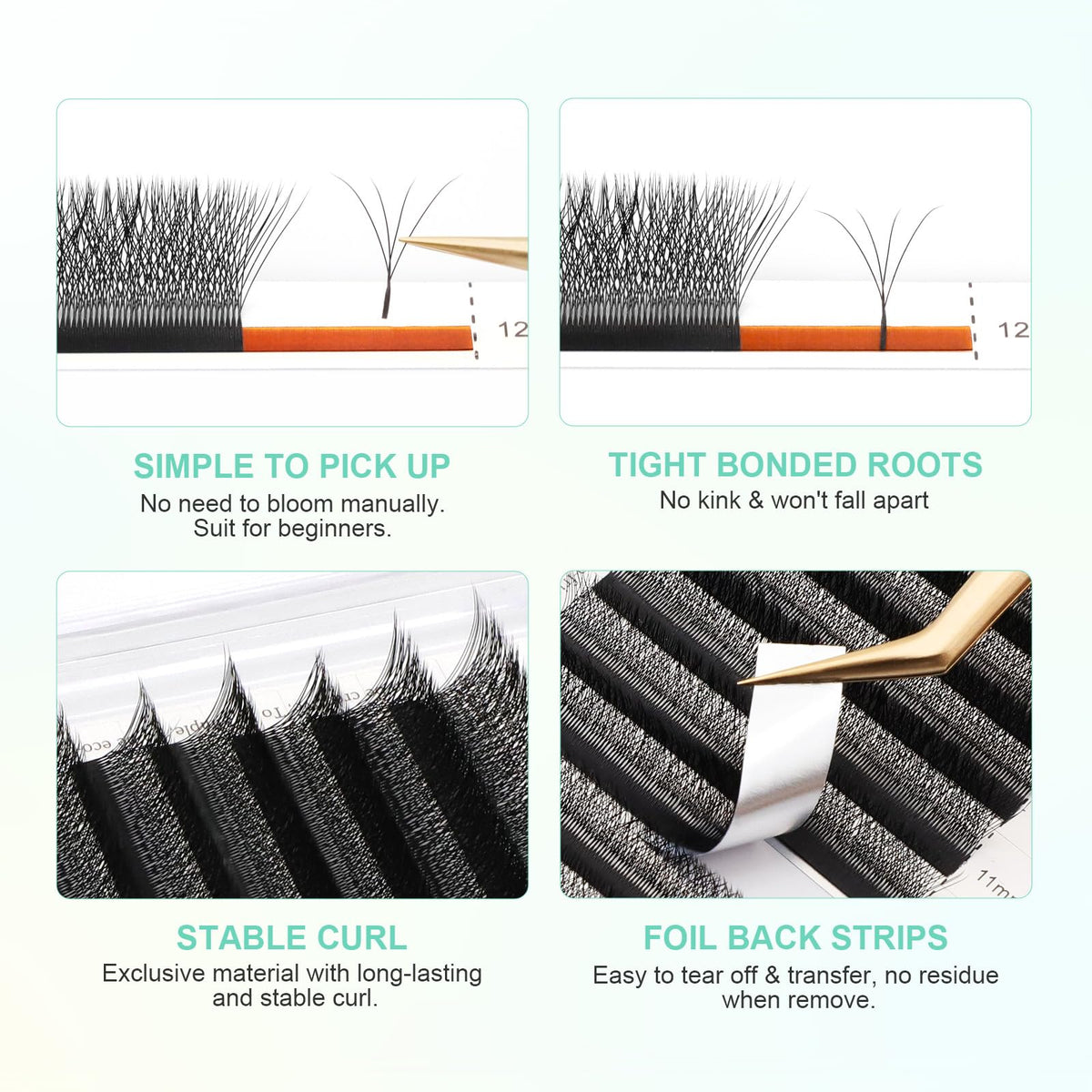 NAGARAKU 4D W Lashes displayed on a lash tile