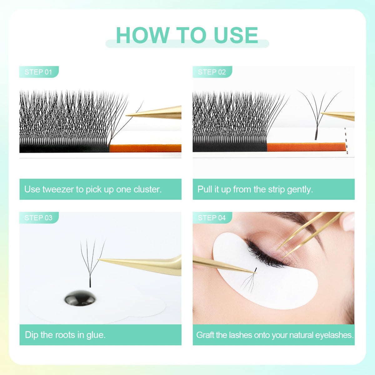 NAGARAKU 4D W Lashes with three tips visible