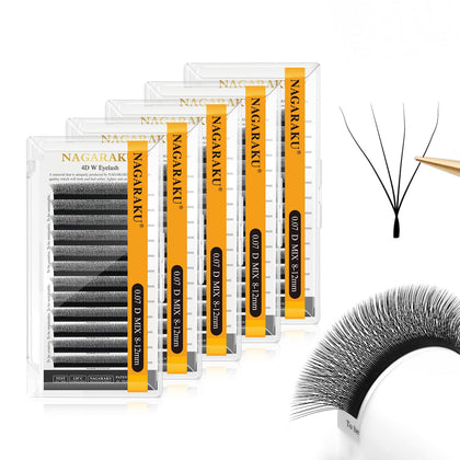 NAGARAKU 4D W Premade Fans Lashes front view with packaging