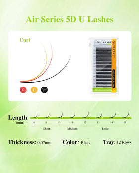 NAGARAKU 5D U Lash Extensions with tweezers for application