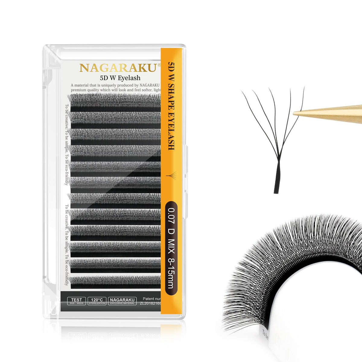 NAGARAKU 5D W Premade Fans Lash Extensions 0.07 D Mix 8-15mm front view