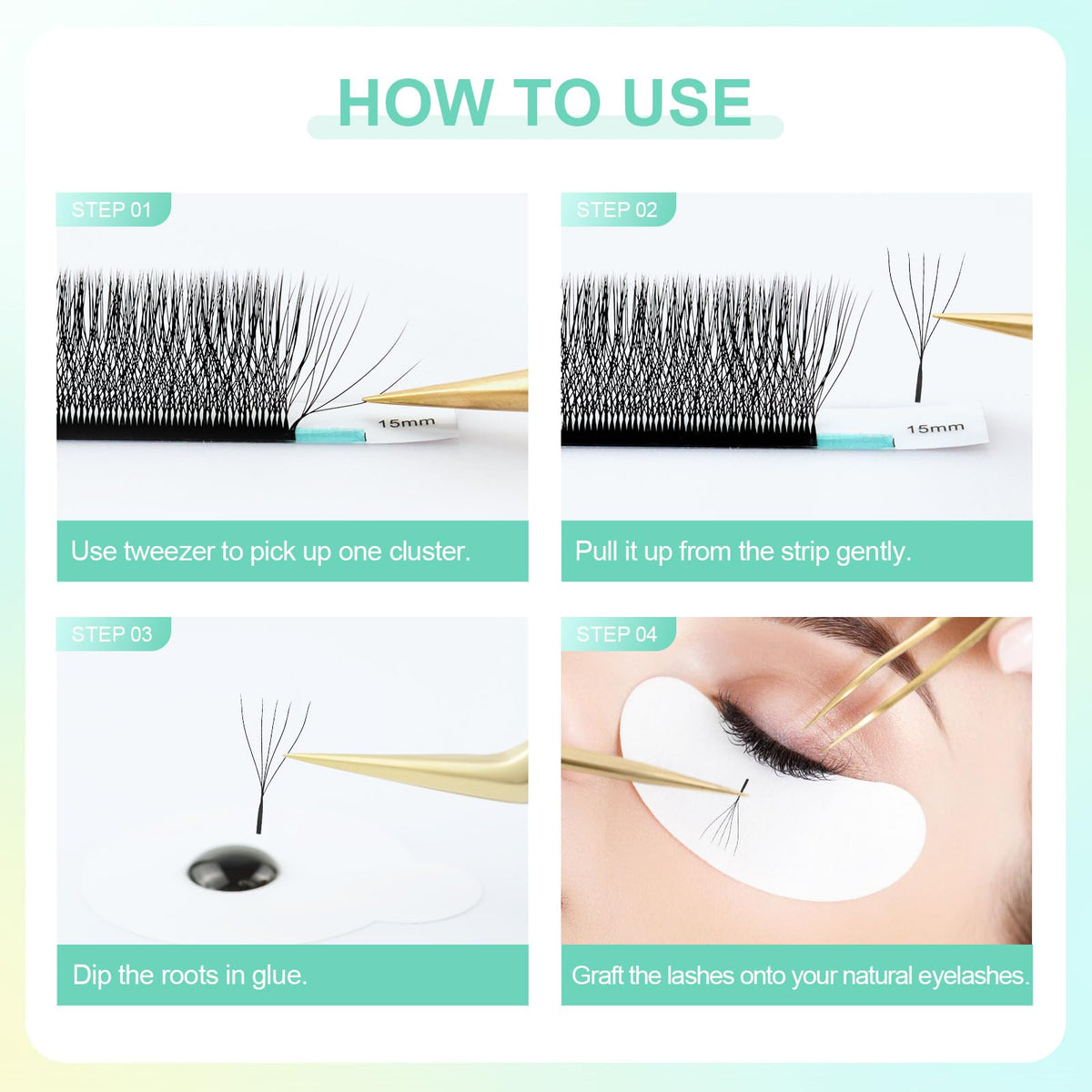 NAGARAKU 5D W Premade Fans Lash Extensions displayed with beauty tools