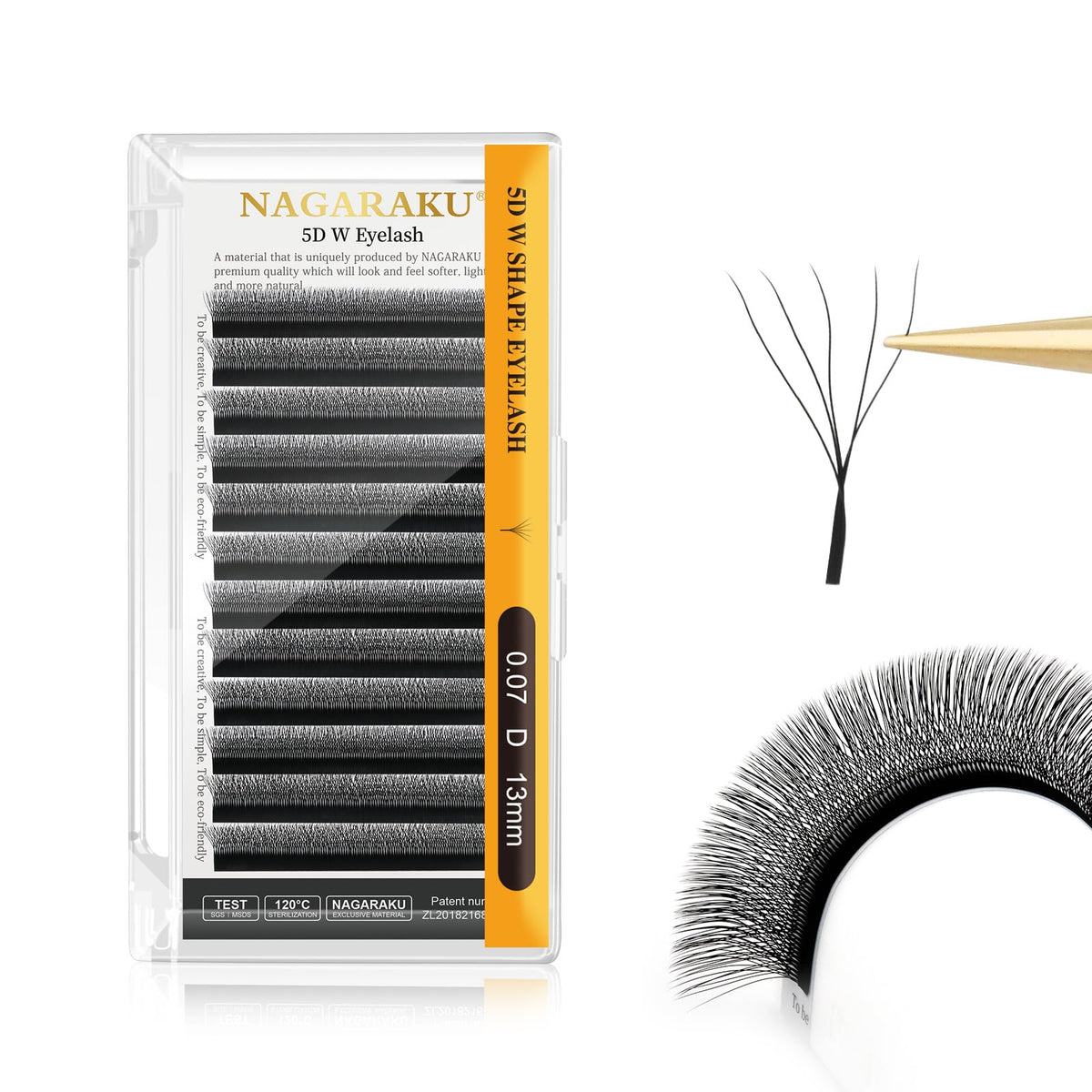 NAGARAKU 5D W Premade Fans Lash Extensions tray front view