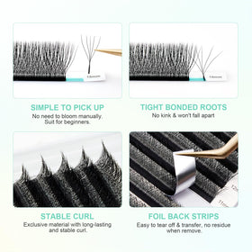 NAGARAKU 5D W Premade Fans Lashes application demonstration