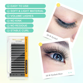 NAGARAKU 5D W Premade Fans Lashes close-up of W shape