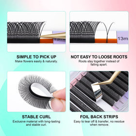 NAGARAKU YY Lash Extensions 0.05 C 8-12mm Mix on a display