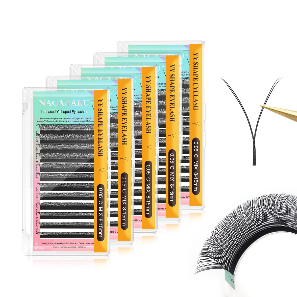NAGARAKU YY Lash Extensions 0.05 C 8-15mm Mix front view