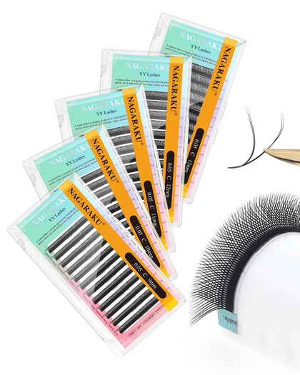 NAGARAKU YY Lash Extensions 0.05 C mixed trays set front view