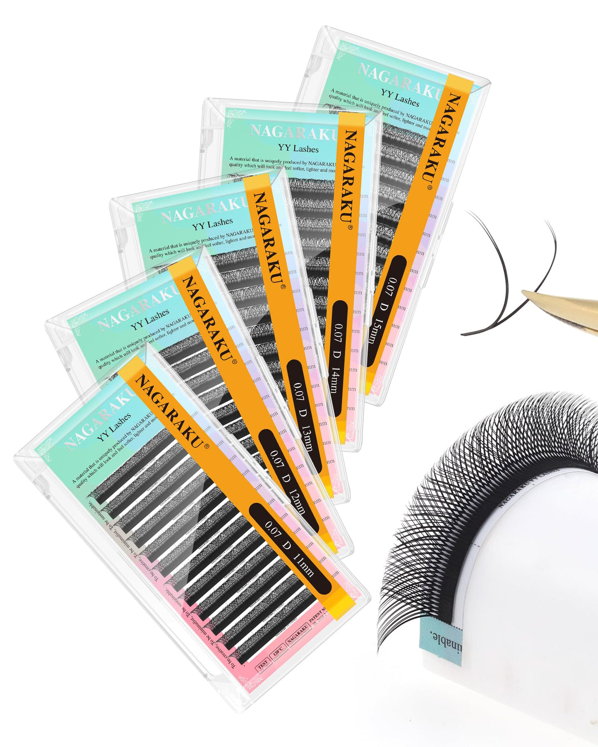 NAGARAKU YY Lash Extensions 0.07 D 11mm front view