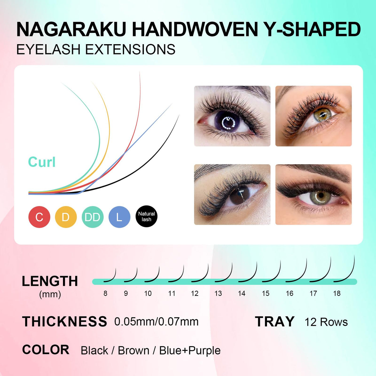 NAGARAKU YY Lash Extensions cluster close-up