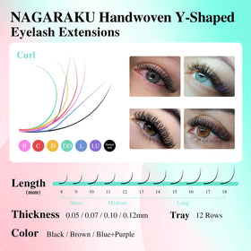 NAGARAKU YY Lash Extensions displayed with tweezers