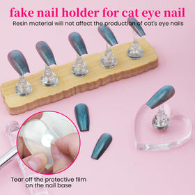 Nail art being applied using ESUOHYM Nail Stand