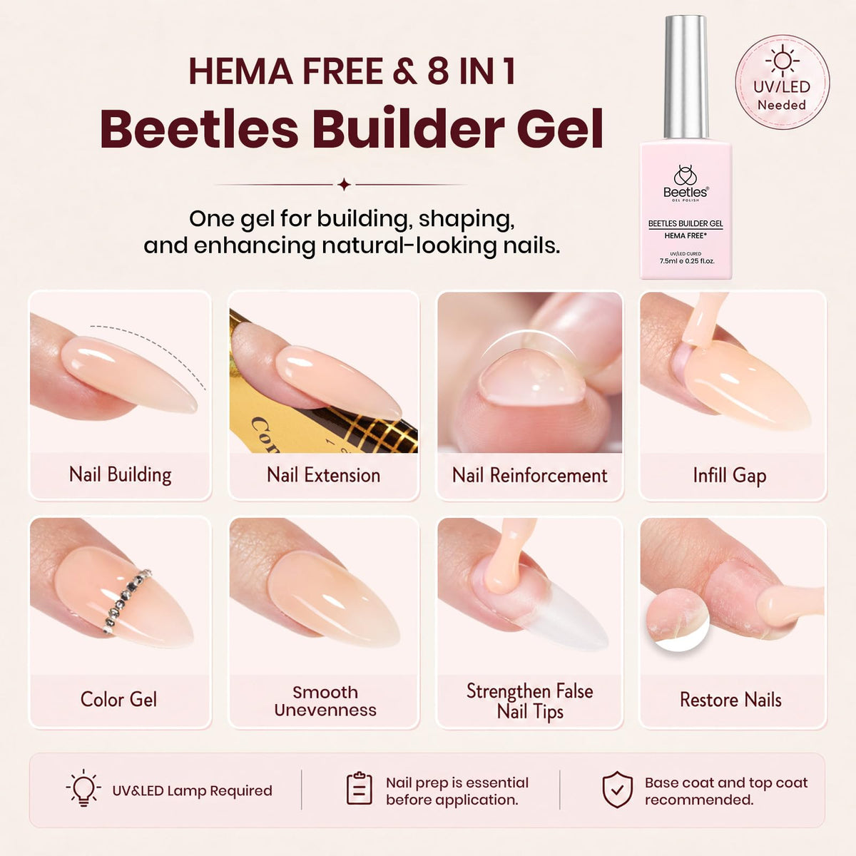 Nail art created using beetles Builder Gel
