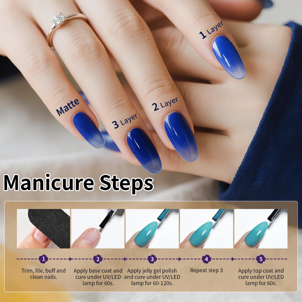 Nail art created using JODSONE jelly gel nail polishes
