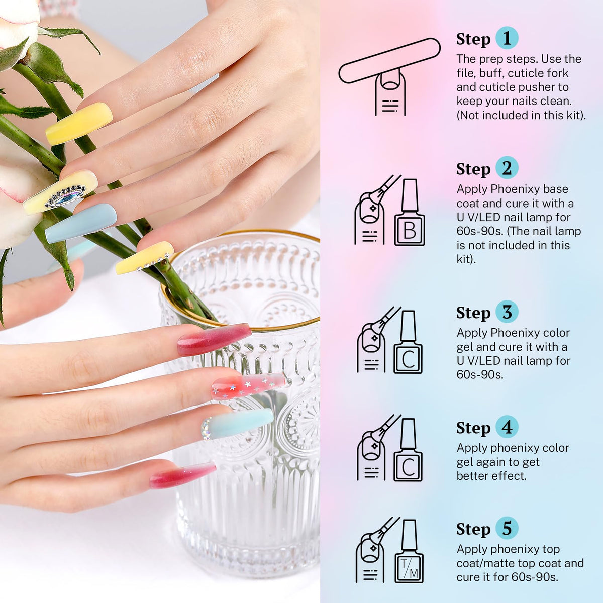 Nail art created using Phoenixy gel nail polish