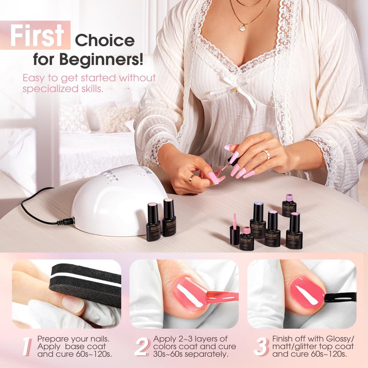 Nail art created using ROSALIND gel polish set
