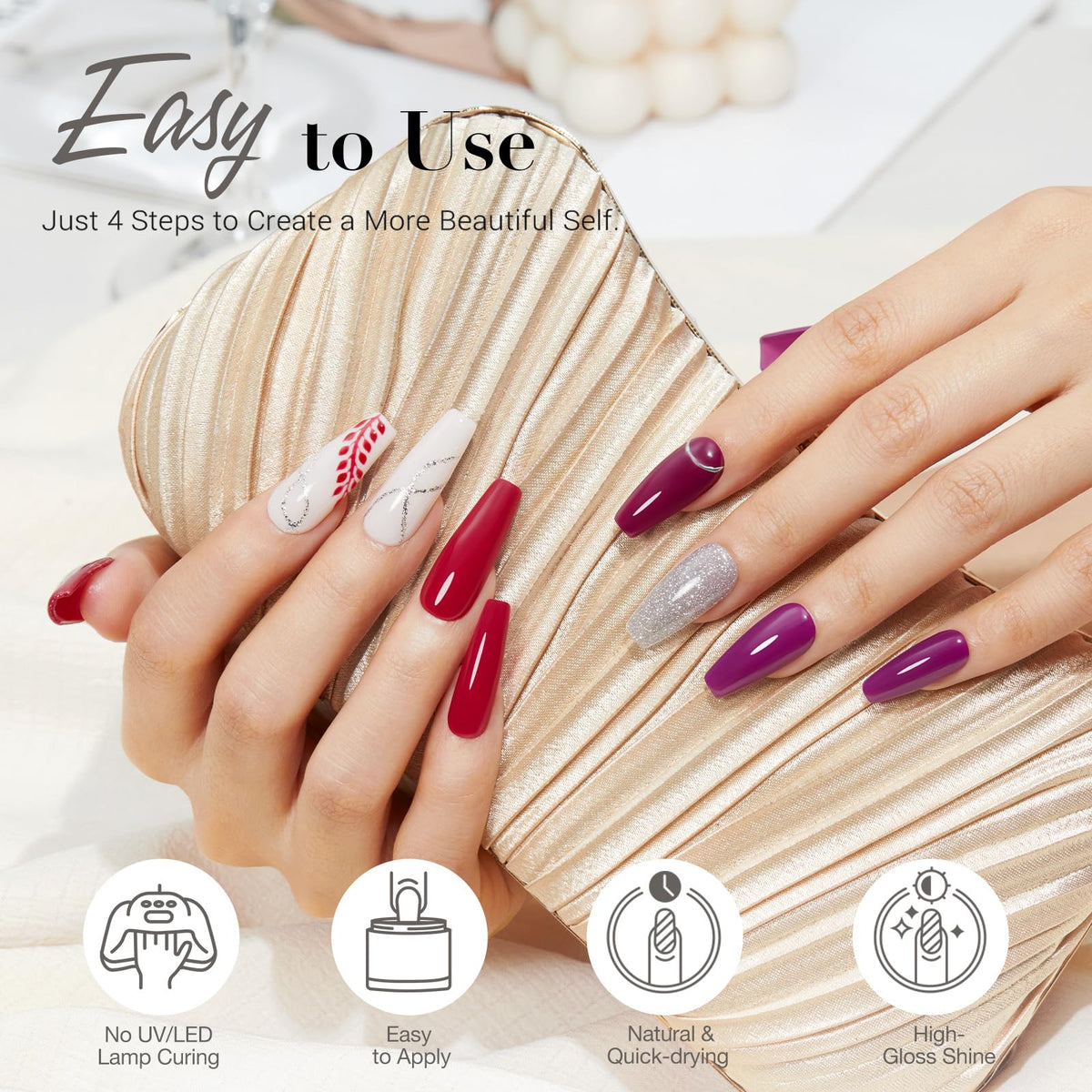 Nail art created with AZUREBEAUTY dip powder kit