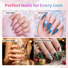 Nail art created with beetles glitter gel polish