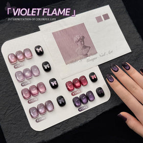Nail art created with GAOY Purple Glitter Cat Eye Gel Polish