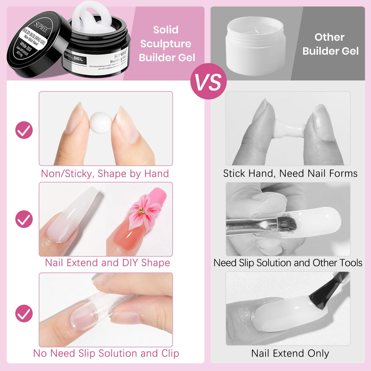 Nail art created with SUPWEE 3D Nail Gel