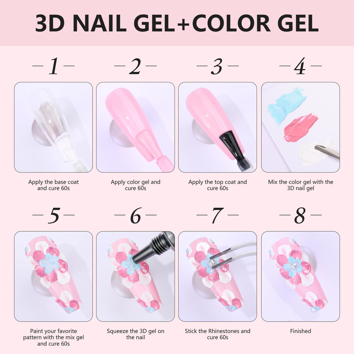 Nail art design created with Makartt 3D Nail Gel