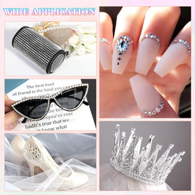 Nail art design featuring BELLEBOOST rhinestones