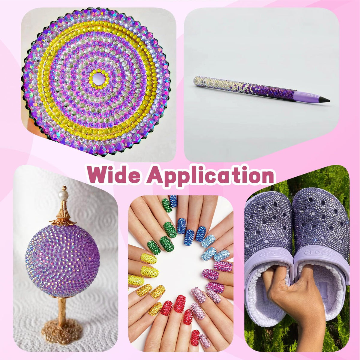 Nail art design featuring BELLEBOOST rhinestones