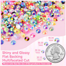 Nail art design featuring colourful resin rhinestones