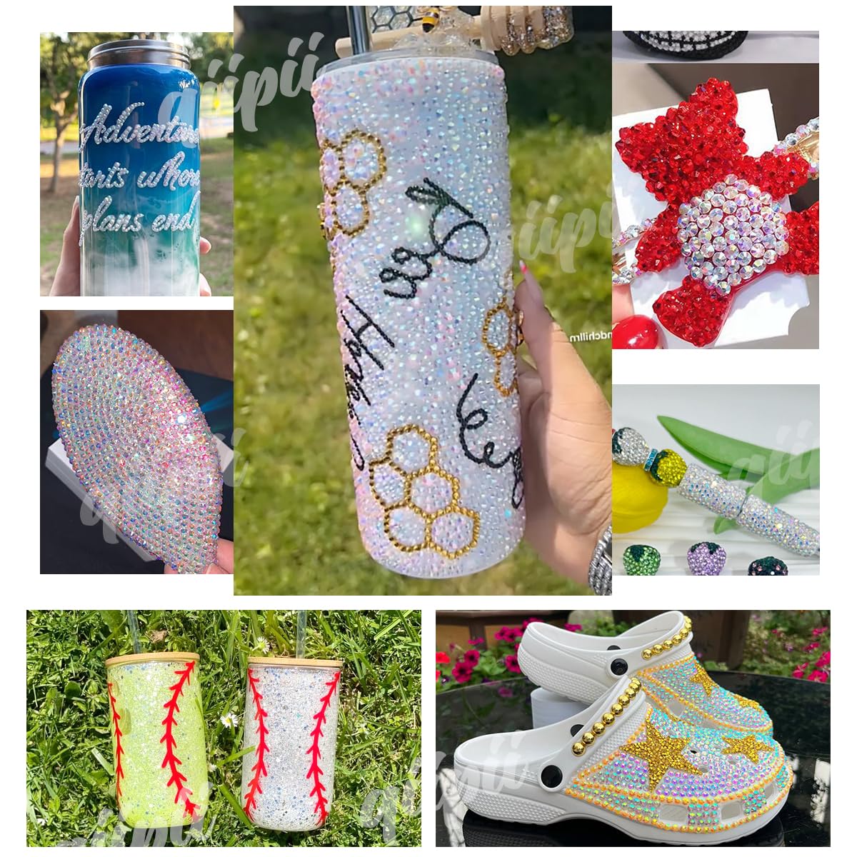 Nail art design featuring qiipii jelly rhinestones