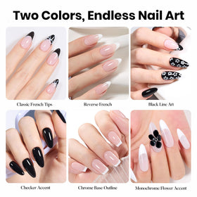 nail art design using beetles Black and White Gel Polish
