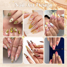 Nail art design using BELLEBOOST charms and caviar beads