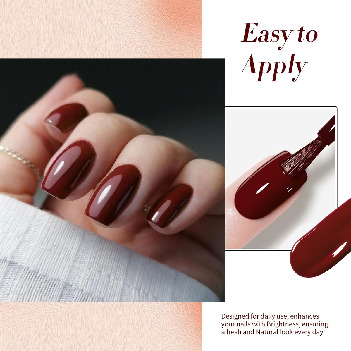 Nail art design using Born Pretty Burgundy Gel Nail Polish